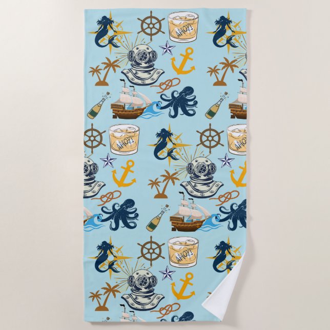 Toalha De Praia Despedida de Solteiro Náutico (Frente)