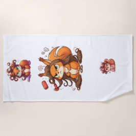 Toalha De Praia Dia do Cabelo de Esquilo Glamoroso