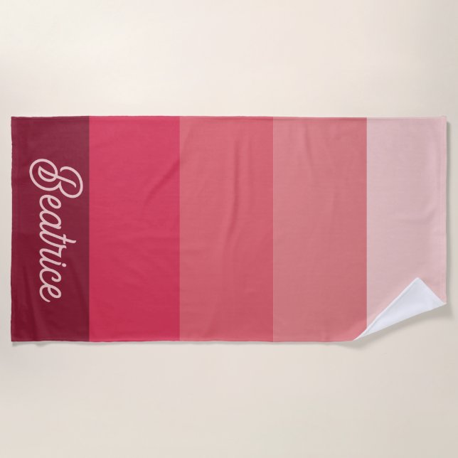 Toalha De Praia Diferentes Tons de Rosa Personalizáveis (Frente)