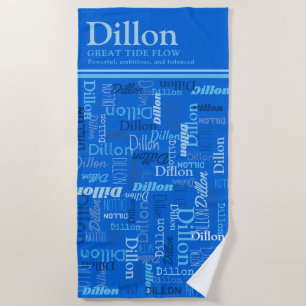Toalha De Praia Dillon, nome personalizado, significa tons de azul