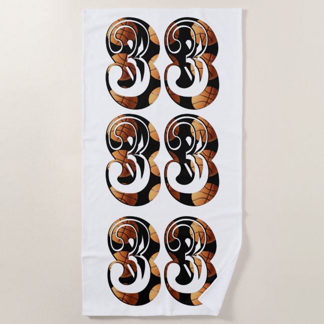 Toalha De Praia Dimensional Orange Black Basball número 33, (Frente)