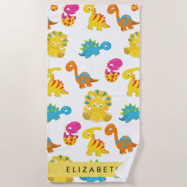 Toalha De Praia Dinossauros Bonitos, Padrão De Dinossauros, Seu No