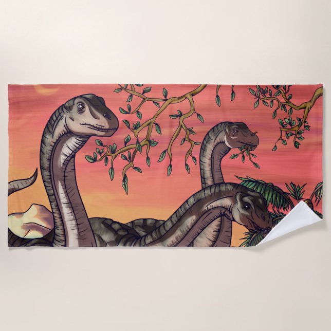 Toalha De Praia Dinossauros em Dusk (Frente)