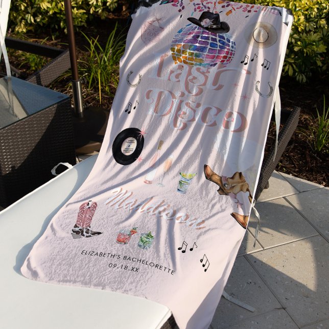 Toalha De Praia Disco Cowgirl Nashville Pink Rodeo | Bachelorette (Criador carregado)