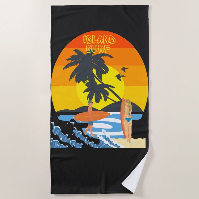 Toalha De Praia Diversão de praia tropical (Frente)