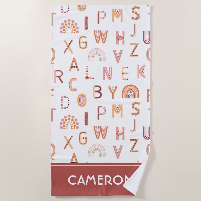 Toalha De Praia Diversão do Rainbow Alphabet Pattern (Frente)
