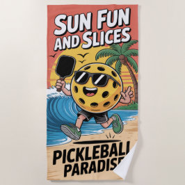 Toalha De Praia Diversão Do Sol De Pickleball E Fatias Engraçadas