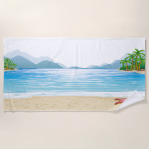 Toalha De Praia Diversão Summer Beach Scene água sol