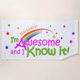 Toalha De Praia Divertido incrível e eu sei seu nome em BRANCO