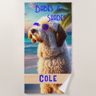 Toalha De Praia Divertido Moderno Trendy Cute Goldendoodle Cachorr