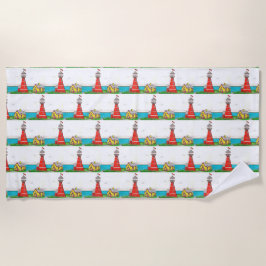 Toalha de praia do farol desenhado à mão