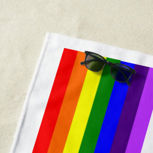 Toalha de praia do na moda Rainbow LGBTQ+ (branca)