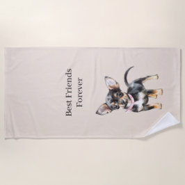 Toalha De Praia Doce Fofo Cachorro Chihuahua Marrom Creme Melhores