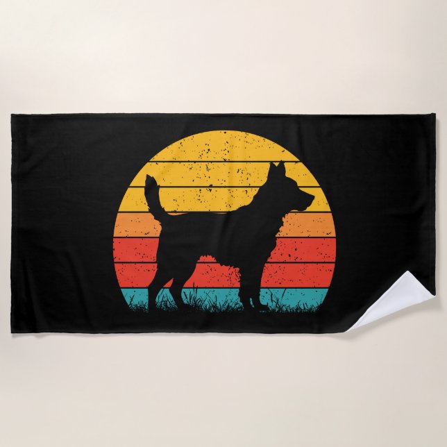Toalha De Praia Dog Silhouette at Sunset (Frente)