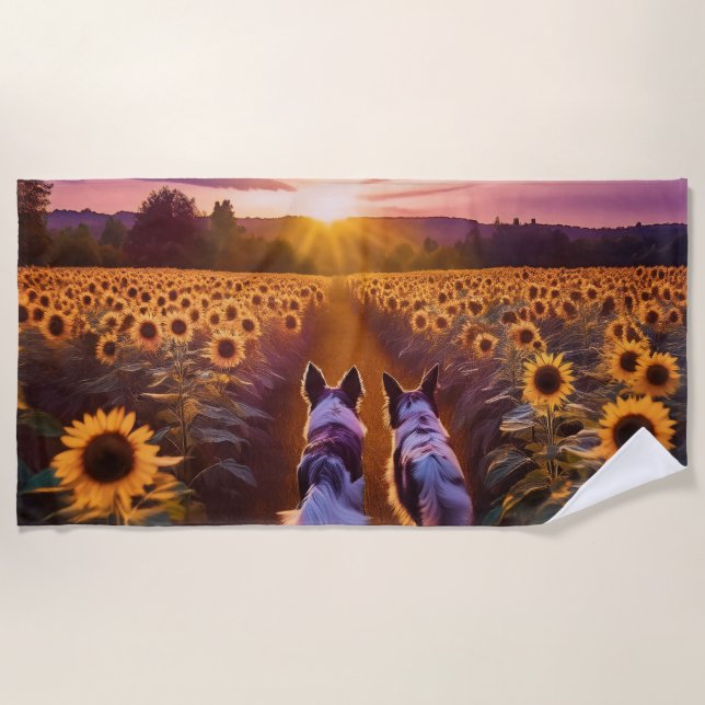 Toalha De Praia Dois amigos de cão (Frente)