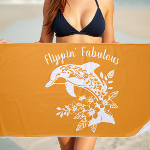 Toalha De Praia Dolphin Flippin Fabuloso Laranja Havaiano