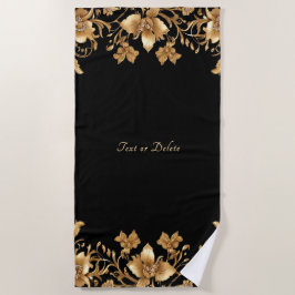 Toalha De Praia Dourada Floral Beach Towel