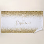 Toalha De Praia Dourada Glitter de Ombre Personalizada<br><div class="desc">Este design foi criado através da arte digital. Pode ser personalizado escolhendo a opção personalizar mais. Entre em contato comigo em colorflowcreations@gmail.com se você quiser usar este design em outro produto. Compre minha pintura de acrílico abstrato original para venda em www.etsy.com/shop/colorflowart. Veja mais das minhas criações ou siga-me em www.facebook.com/colorflowcreations,...</div>