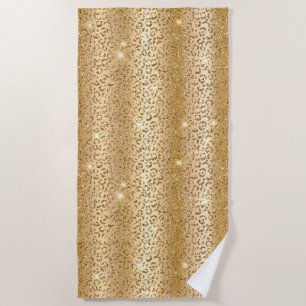 Toalha De Praia Dourado Glam Glitter Leopardo