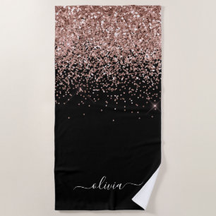 Toalha De Praia Dourado Rosa Batom Brilho Monograma Nome Feminino