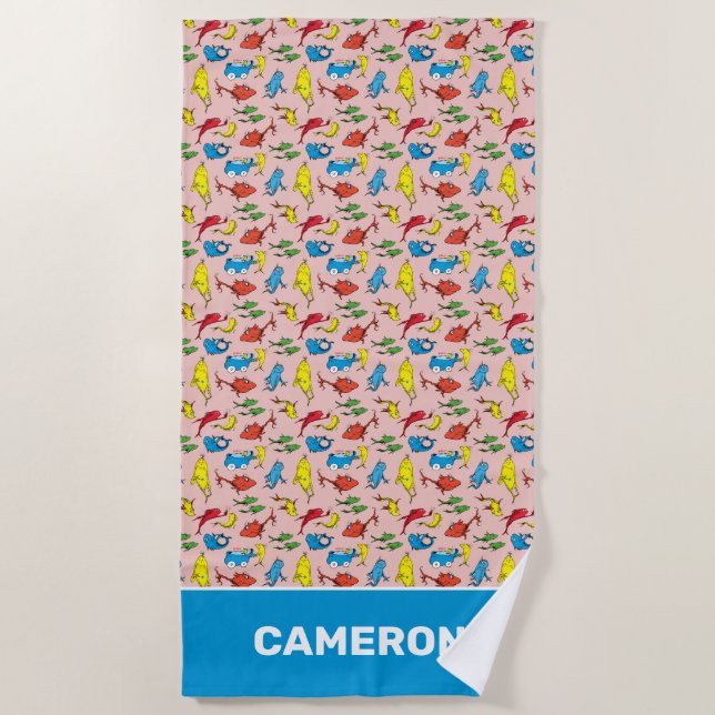 Toalha De Praia Dr. Seuss | Padrão De Um Peixe Dois Peixes (Frente)