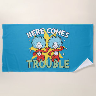 Toalha De Praia Dr. Seuss Uma Coisa Duas Aqui Vem Problemas