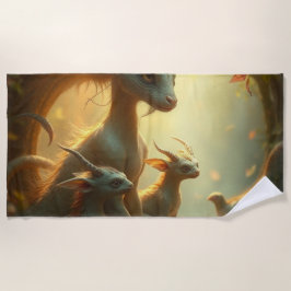 Toalha De Praia „Drachenmutter im goldenen Wald“