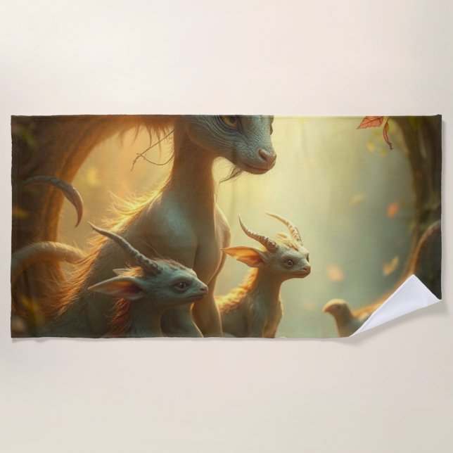 Toalha De Praia „Drachenmutter im goldenen Wald“ (Frente)