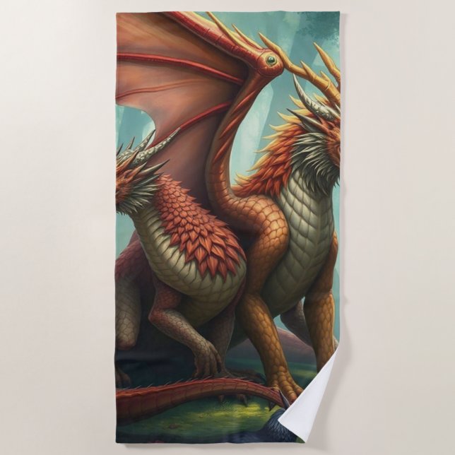Toalha De Praia 🔥 Drachenwelt – Das Reich der Lüfte und Flammen (Frente)