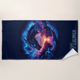 Toalha De Praia Dragão Silhuetado contra um Sunset Vibrante