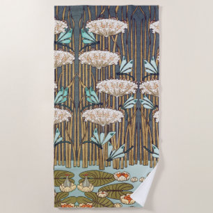 Toalha De Praia Dragões Água Lírios Marsh Art Nouveau