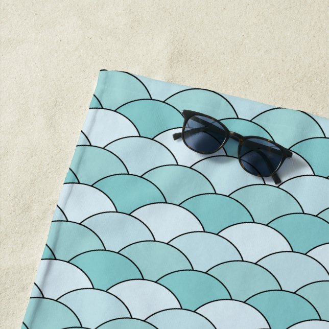 Toalha De Praia Dragon Scales, Fans, Waves, Seigaiha, Blue (In Situ)