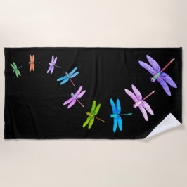 Toalha De Praia Dragonflies em Black - Beach Towel