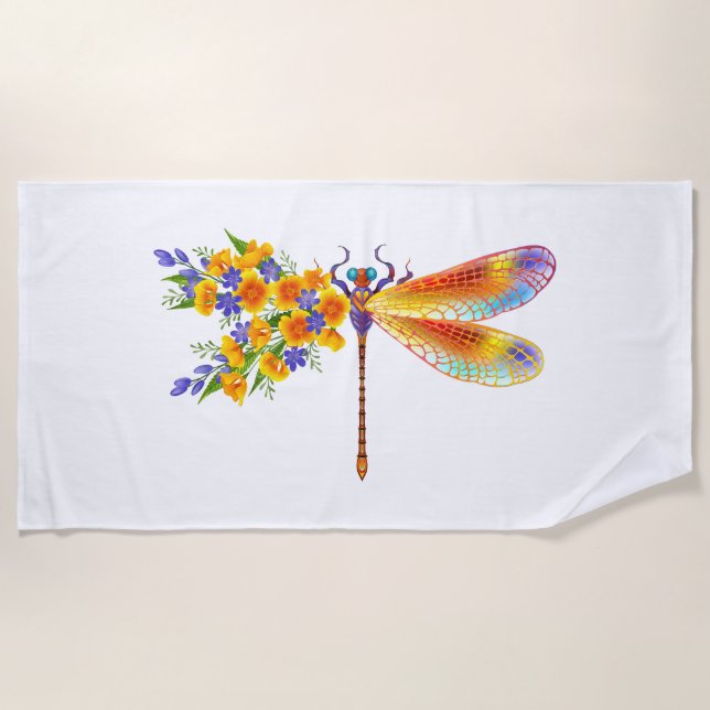 Toalha De Praia Dragonfly Amarelo (Frente)
