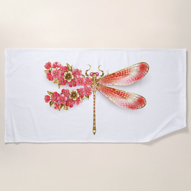 Toalha De Praia Dragonfly com joalheria sakura (Frente)