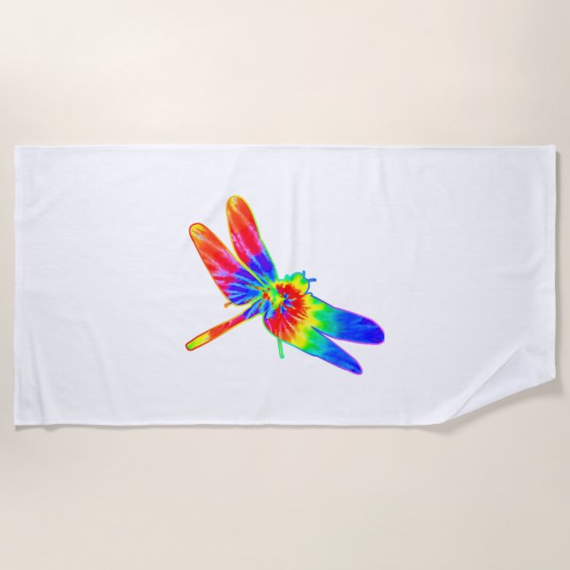 Toalha De Praia Dragonfly Tie Dye Rainbow (Frente)