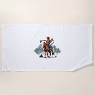 Toalha De Praia Dream Big-Cowboy Correndo Cavalo