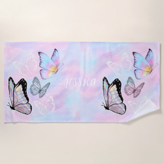 Toalha De Praia Dreamy Pastel Butterfly Personalizada