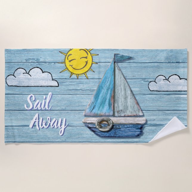 Toalha De Praia Driftwood Beach design Yacht Beach Towel (Frente)