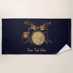 Toalha De Praia Drummer Black White - Música Personalizada do Drum