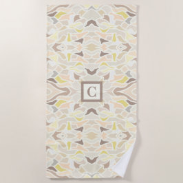 Toalha De Praia É o padrão de Abstrato Geométrico de Ivory
