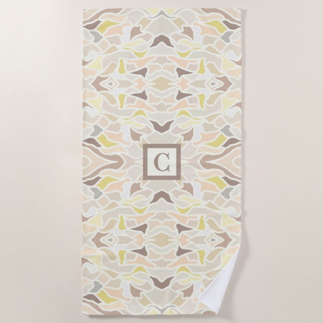 Toalha De Praia É o padrão de Abstrato Geométrico de Ivory (Frente)