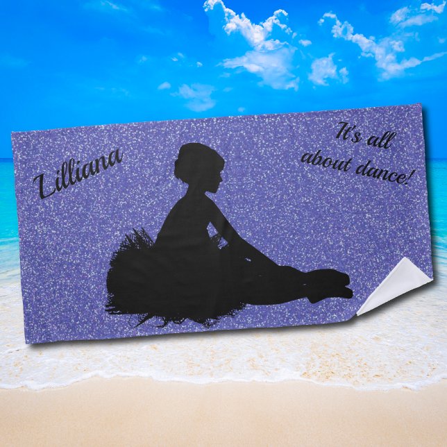 Toalha De Praia É tudo sobre dança! Glitter Beach Towel (It's All About Dance! Glitter Ballerina Beach Towel)