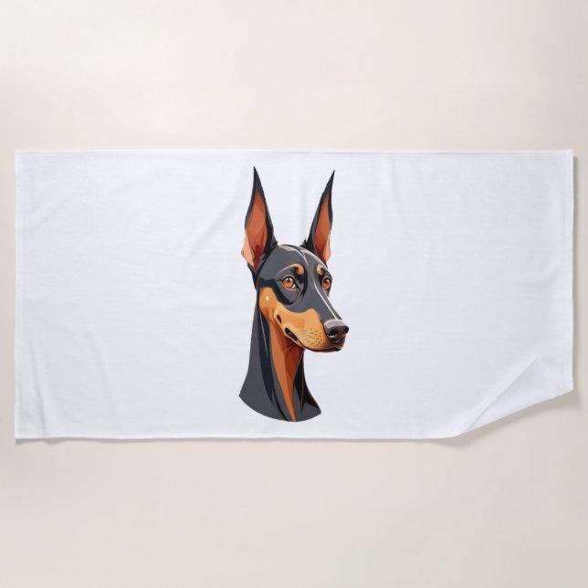 Toalha De Praia Ear Doberman Natural (Frente)
