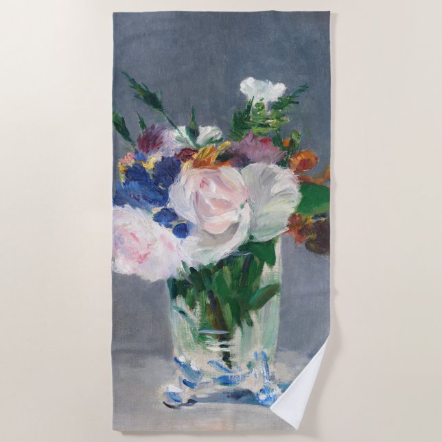Toalha De Praia Edouard Manet - Flores num Vaso Cristal (Frente)