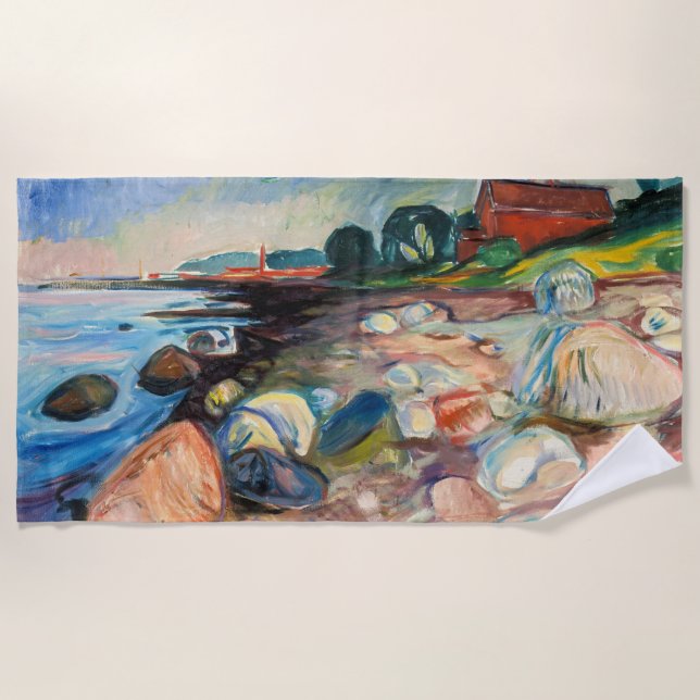 Toalha De Praia Edvard Munch - Shore com Casa Vermelha (Frente)