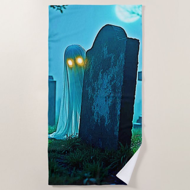 Toalha De Praia Eerie Glimpse de Graveyard Ghost (Frente)