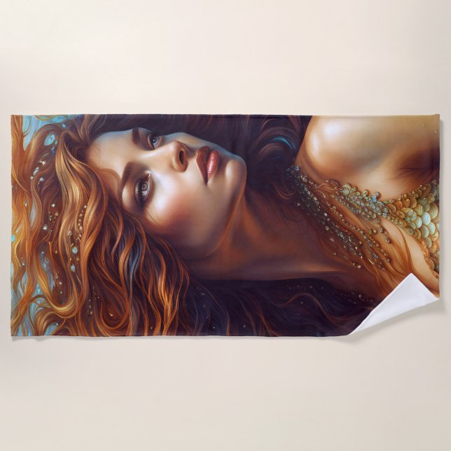 Toalha De Praia Eetérea Sereia Art Impressão Fantasy Underwater Se (Frente)