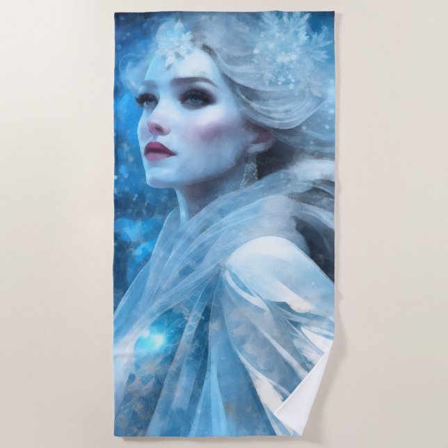 Toalha De Praia Eethal Frozen Snow Queen Fantasy Art (Frente)