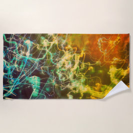 Toalha De Praia Electric Light Lines Gradient Abstract.